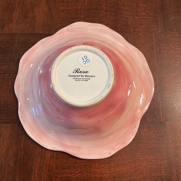 Maxcera Rose Pottery Style Serving Soup Decorator Dining Bowl - Picture 6 of 7